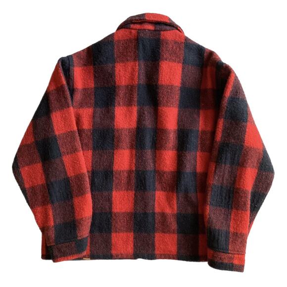 Vintage 1950’s Black Red Buffalo Plaid Wool Mackinaw Field Coat Jacket Men’s M - Picture 8 of 10